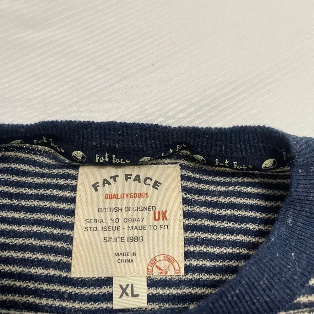 Fat Face Men’s Blue Stripe Crewneck Sweater Size XL